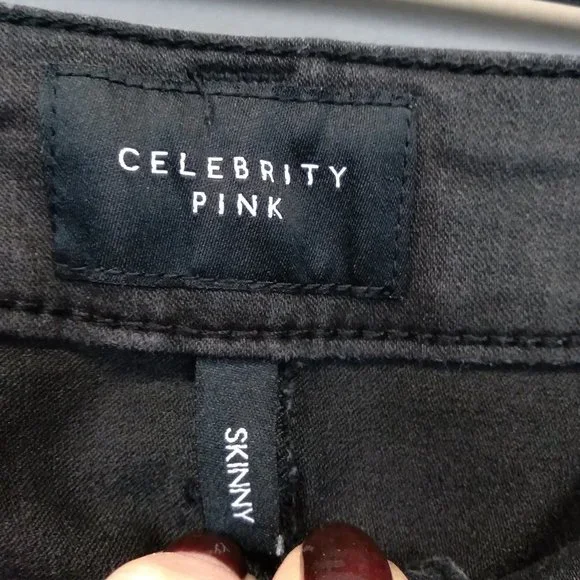 CELEBRITY Pink Black Skinny Jeans Juniors Size 3 - Picture 4 of 11